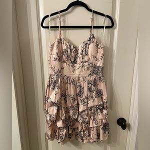 Blush, Black Floral Formal Dress